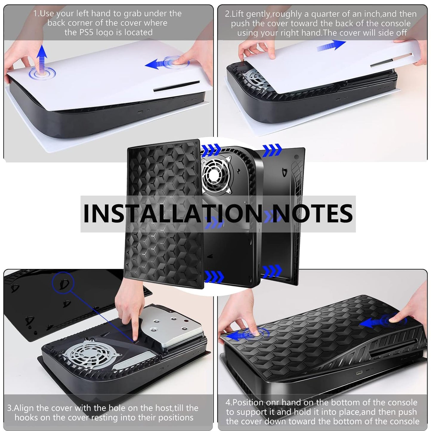 PS5 Face Plates with 3D Black Carbon Design